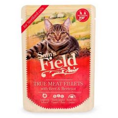 Sam's Field Cat Sterilised Beef Fillets & Beetroot (Beutel) - 24 x 85 gr