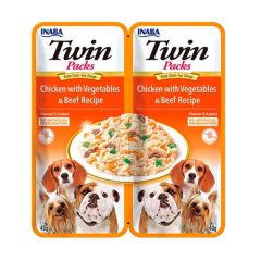 Churu Dog Twin Chicken, Vegetables & Beef in Chicken Broth - 12 x 80 gr (Lieferung 3 - 5 Tages)