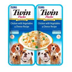 Churu Dog Twin Chicken, Vegetables & Cheese in Chicken Broth - 12 x 80 gr (Lieferung 3 - 5 Tages)