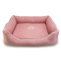 Bett Arquivet rosa mit Pfotenabdruck und Paspel