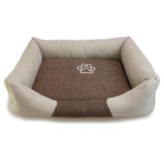 Bett Arquivet braun/beige mit Pfotenabdruck