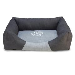 Bett Arquivet schwarz/grau mit Pfotenabdruck