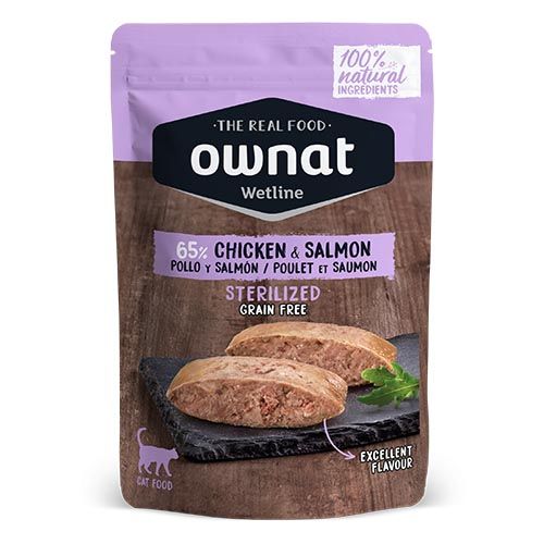 Ownat Wetline Cat Sterilized Chicken & Salmon (Beutel) 12 x 85 gr