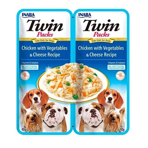 Churu Dog Twin Chicken, Vegetables & Cheese in Chicken Broth - 12 x 80 gr (Lieferung 3 - 5 Tages)