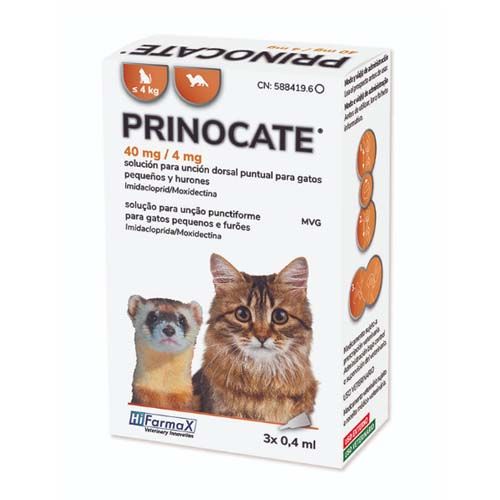 Prinocate Antiparasitario Katzen pequeños und Hurones 0,4 ml (3 pipetas)