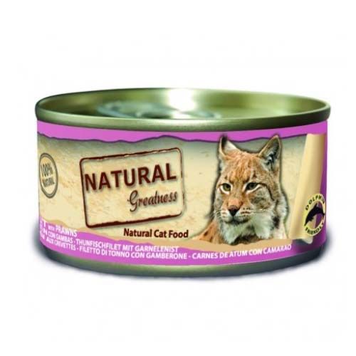 Natural Greatness Cat Thunfischfilet und Garnelen (Dosen) 70 gr x 24 (Lieferung 3 - 5 Tages)