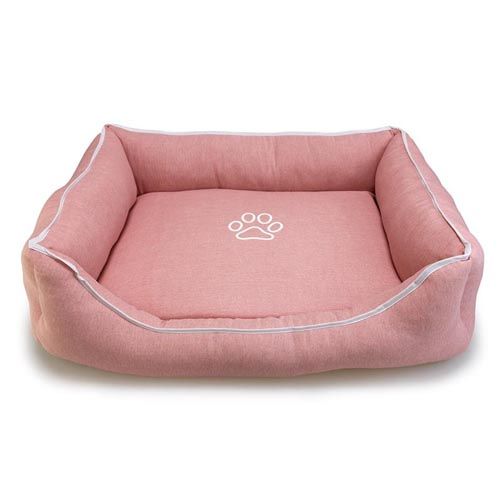Bett Arquivet rosa mit Pfotenabdruck und Paspel