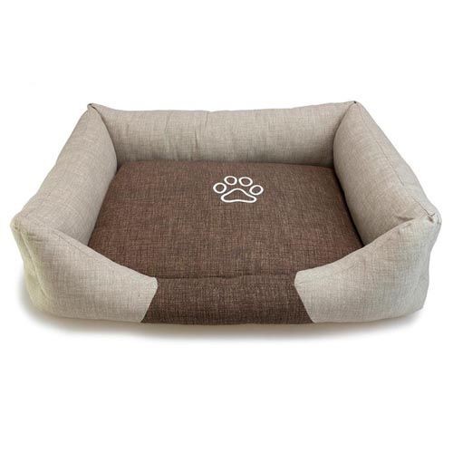 Bett Arquivet braun/beige mit Pfotenabdruck