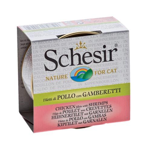 Schesir Katze Filet Hähnchen und GarneleninCaldo (Dosen)