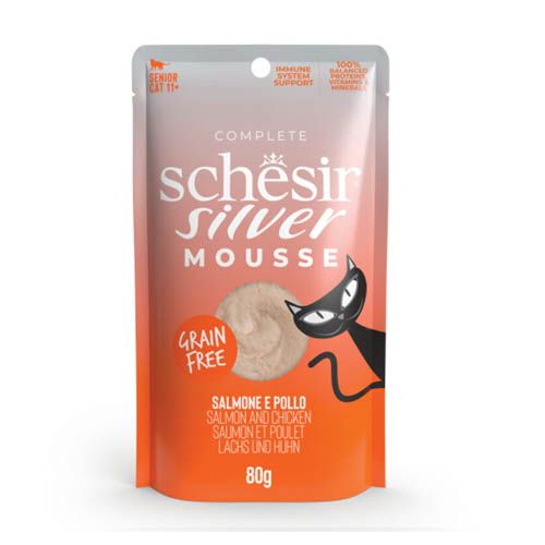 Schesir Gato Silver Mousse de Salmón con Pollo (Beutel)