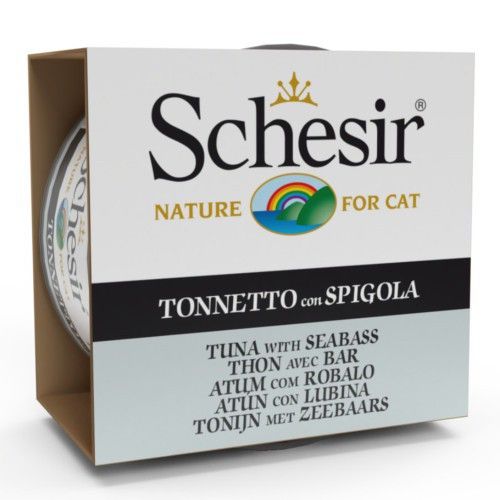 Schesir Katze Thunfisch mit Wolfsbarsch in Gelatine (Beutel) 85 gr x 14